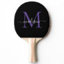 Black Purple Violet Monogram Elegant Script Name Ping Pong Paddle