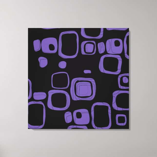 Black, Purple, Violet Retro Abstract Art Canvas (Front)