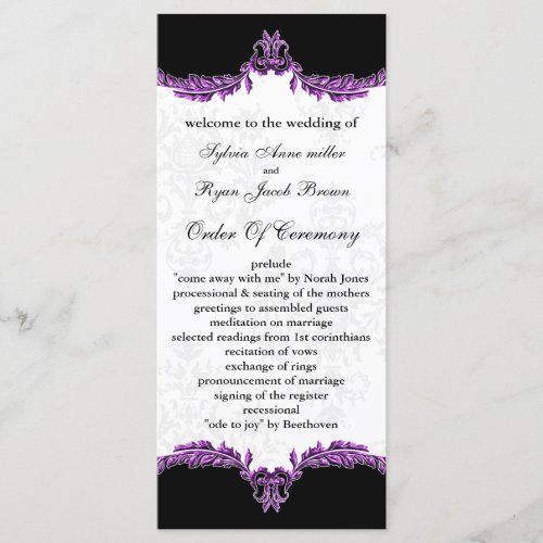 black purple Wedding program