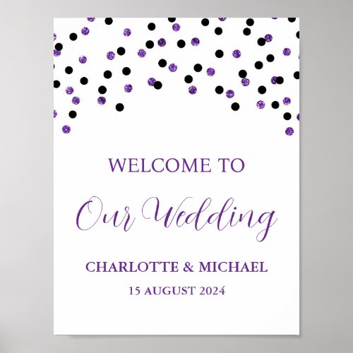 Black Purple Wedding Welcome Custom 85x11 Poster