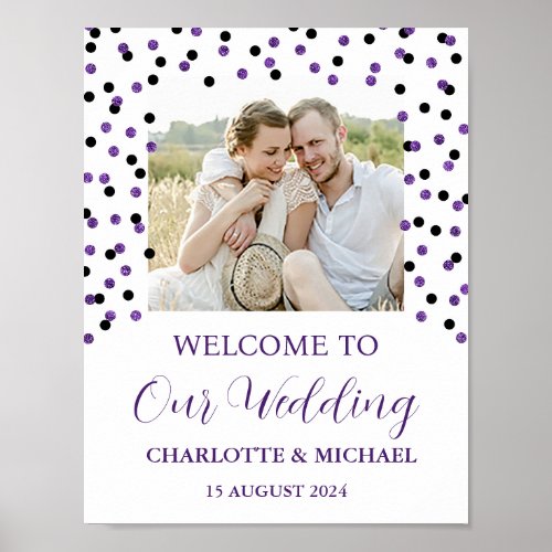 Black Purple Wedding Welcome Custom 85x11   Poster