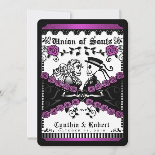 Black Purple White Union of Souls Wedding Invite