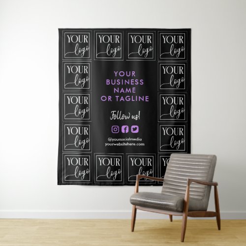 Black Purple Your Logo  Social Media Tapestry