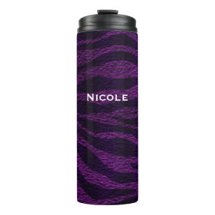 Black & Purple Zebra Print Glamorous Chic Thermal Tumbler