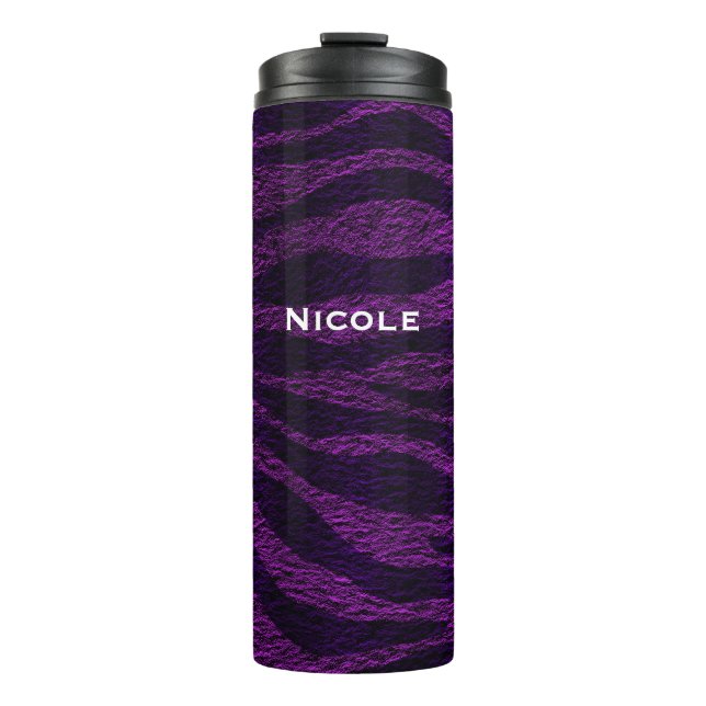 Black & Purple Zebra Print Glamorous Chic Thermal Tumbler (Front)