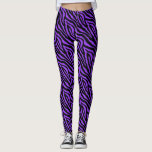 Black Purple Zebra Print Pattern Leggings