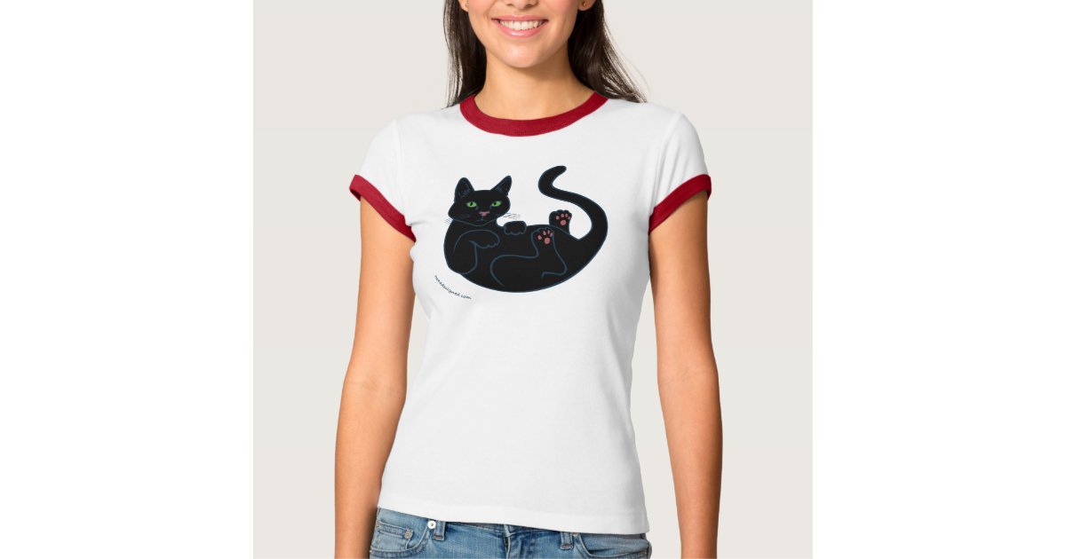 Black Pussy Cat T-Shirt | Zazzle