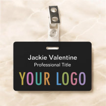 Black PVC Name Badge with Clip Lanyard or Reel