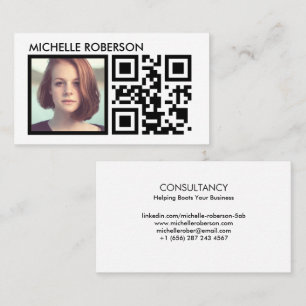 Black qr and photo business card