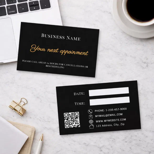 Black QR business customer client appointment card | Zazzle