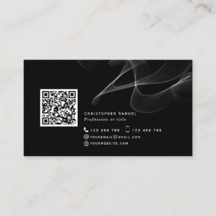 Black QR code abstract modern simple social media Business Card
