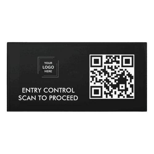 Black QR Code Access Control Business Logo Door Sign