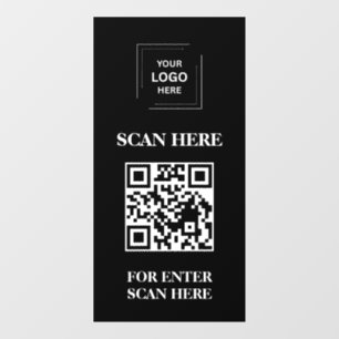 Black QR Code Access Control Door Window Cling