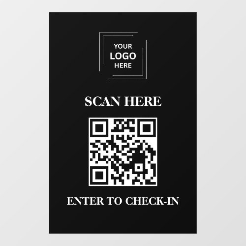 Black QR Code Check-In Business Window Cling