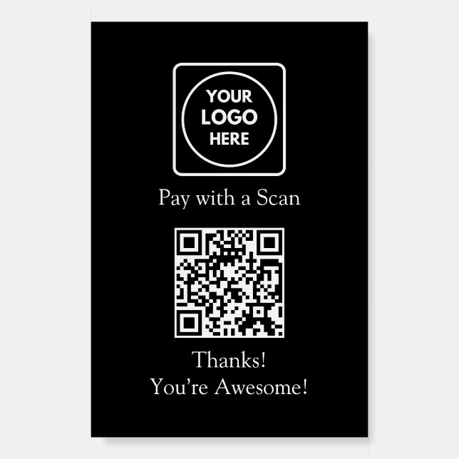 Black QR Code | Contactless Logo Scan to Pay  Foam Board (Front)