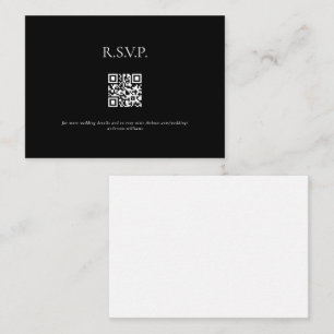 Black QR Code Contemporary Wedding RSVP Enclosure Card