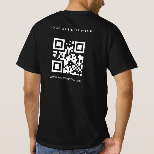 Black QR Code Custom and Promotional Company Logo T-Shirt | Zazzle