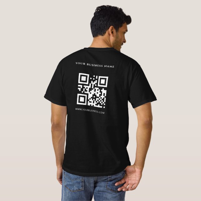 Black QR Code Custom and Promotional Company Logo T-Shirt | Zazzle