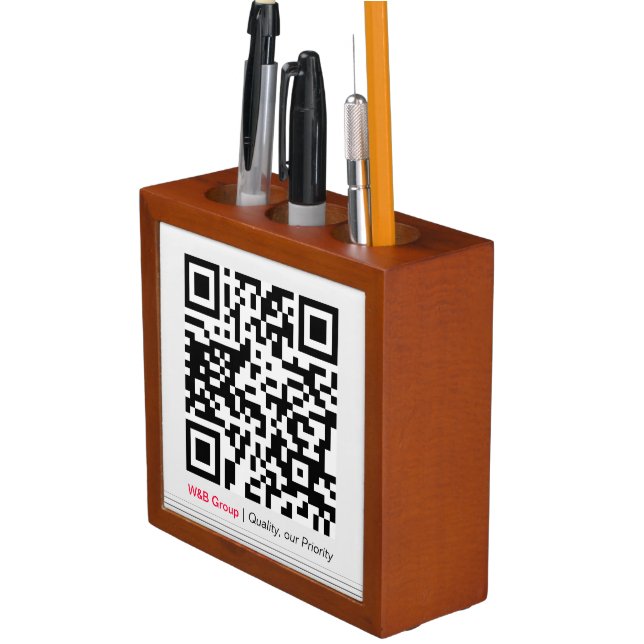 Black Qr Code Desk Organizer (In Situ)