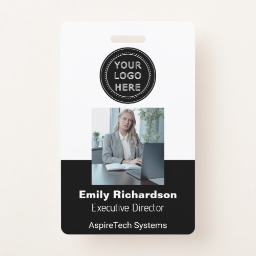 Black QR Code for Employee Company ID Photo Logo  Badge