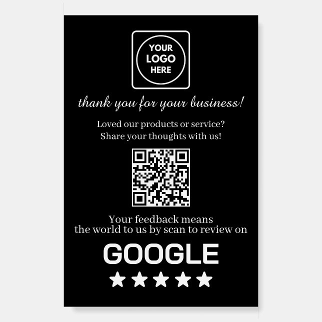 Black QR Code | Google Business Rating Display Foam Board (Front)