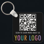 Black QR Code Keychain Custom Logo Aluminum Square<br><div class="desc">Personalize our square aluminum QR code keychain with your company logo, QR code link, and custom text. It’s lightweight, thin, and waterproof. QR keychains are a handy way for you to share your information, and they are useful promotional swag for customers. The dimensions of the rounded square keychain are 2.25...</div>