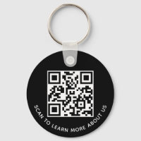 Black QR Code Keychain Custom Logo Round Aluminum
