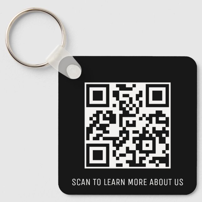 Black QR Code Keychain Custom Logo Square Aluminum (Front)