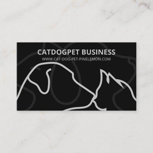Black QR Code Logo Dogs Cats Pet Business Card