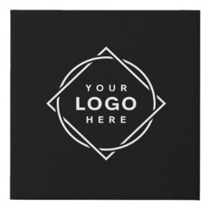 Black QR Code Logo Modern & Elegant Business Faux Canvas Print