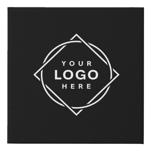 Black QR Code Logo | Modern & Elegant Business Faux Canvas Print (Front)