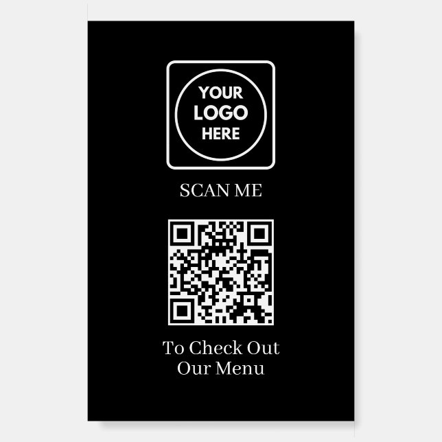 Black QR Code Menu | Custom Contactless Display Foam Board (Front)