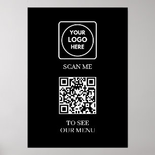 Black QR Code Menu   Modern Contactless Logo  Holder