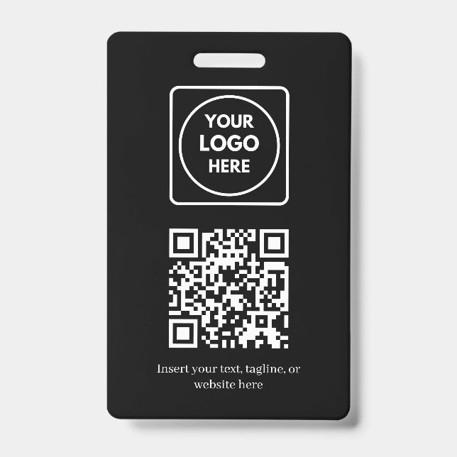 Black QR Code | Modern Business Logo Design Badge (Front)