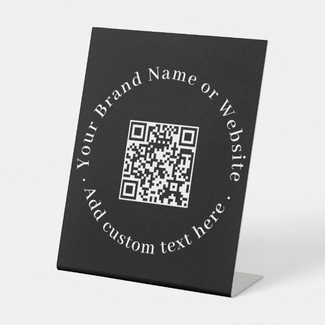 Black QR Code | Modern Stylish Business Website  Pedestal Sign (Front)