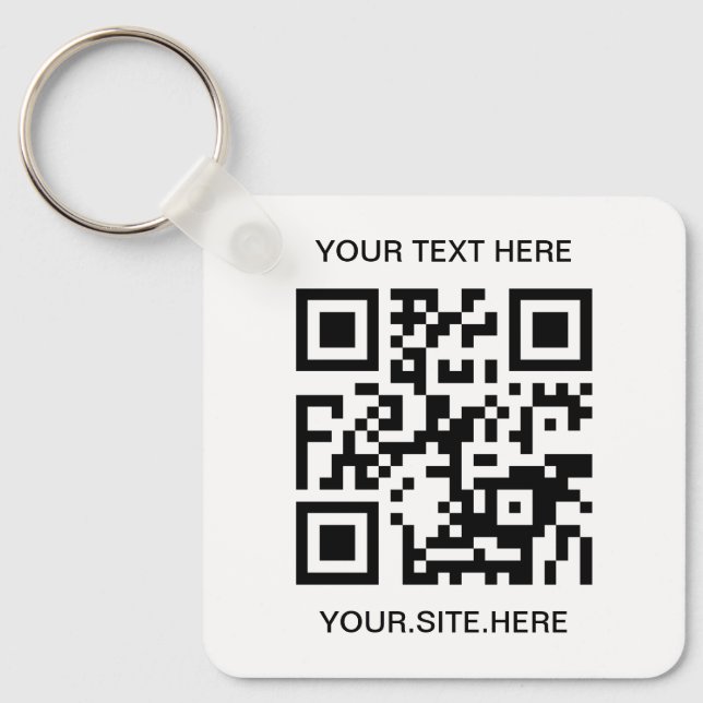 Black QR Code Photo Keychain (Front)