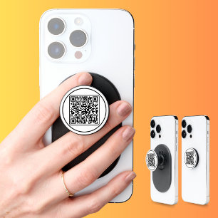 Black QR Code PopSocket with Modern Minimalist