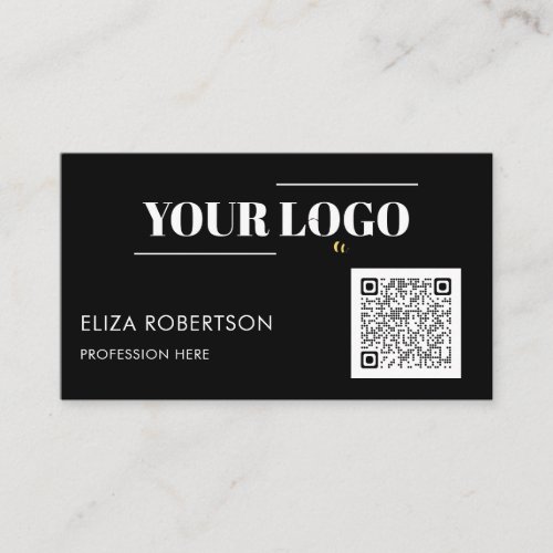 Black QR Code Professional Business Logo Custom Business Card