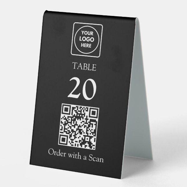 Black QR Code | Restaurant Table Number Scan Order Tent (Front)