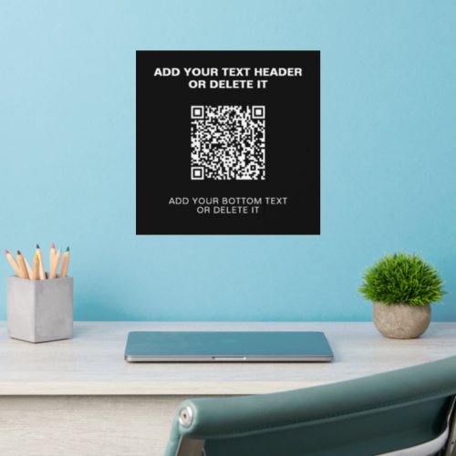 Black QR Code Scan Me Business Company Simple Text Wall Decal