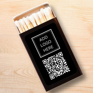 Black QR Code Scan Me Logo Matchboxes
