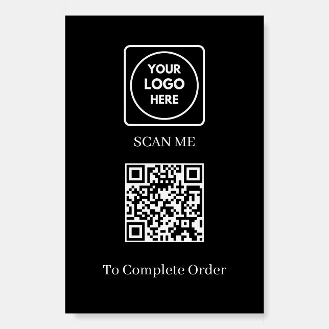 Black QR Code | Scan-to-Order Custom Business Logo Foam Board (Front)