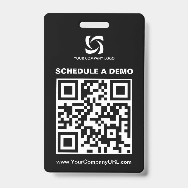 Black QR Code Website Tradeshow Sign Badge (Front)