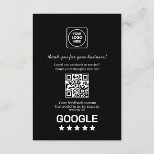 Black QR Google Review & Rating Link Enclosure Card