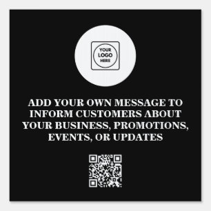 Black QR Promo Sign with Logo for Business 