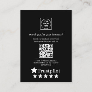 Black QR Trustpilot Business Thank You Link Enclosure Card