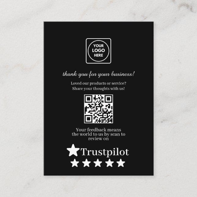 Black QR | Trustpilot Business Thank You Link Enclosure Card (Front)
