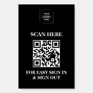 Black QR Visitor Employee Sign In Display