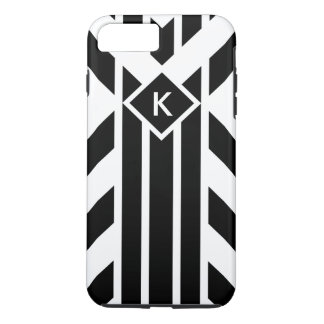 Black Quadrilateral Stripes, Custom Monogram iPhone 8 Plus/7 Plus Case