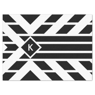 Black Quadrilateral Stripes, Monogram Tissue Paper